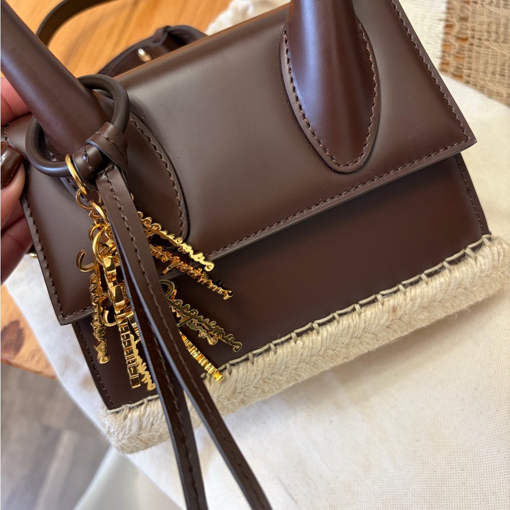 Jacquemus Brown Leather Crossbody Bag with Gold Accents